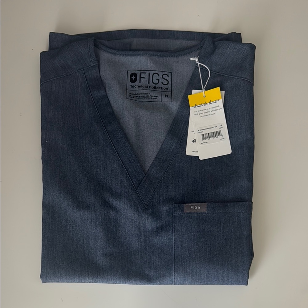 FIGS Heather Denim Catarina Scrub Top